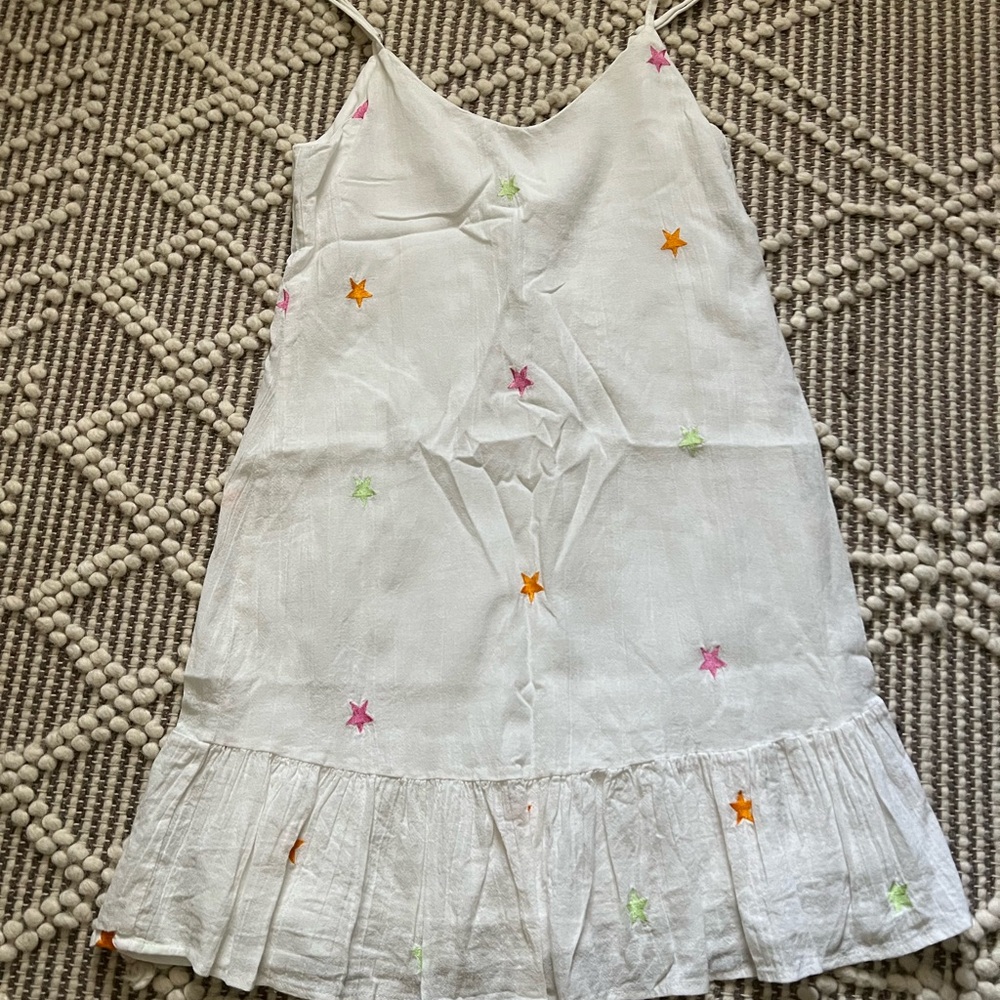 White Dress with Colorful Star Embroidery
